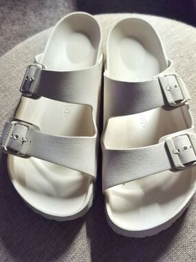 Birkenstock White Two-Strap EVA Sandals